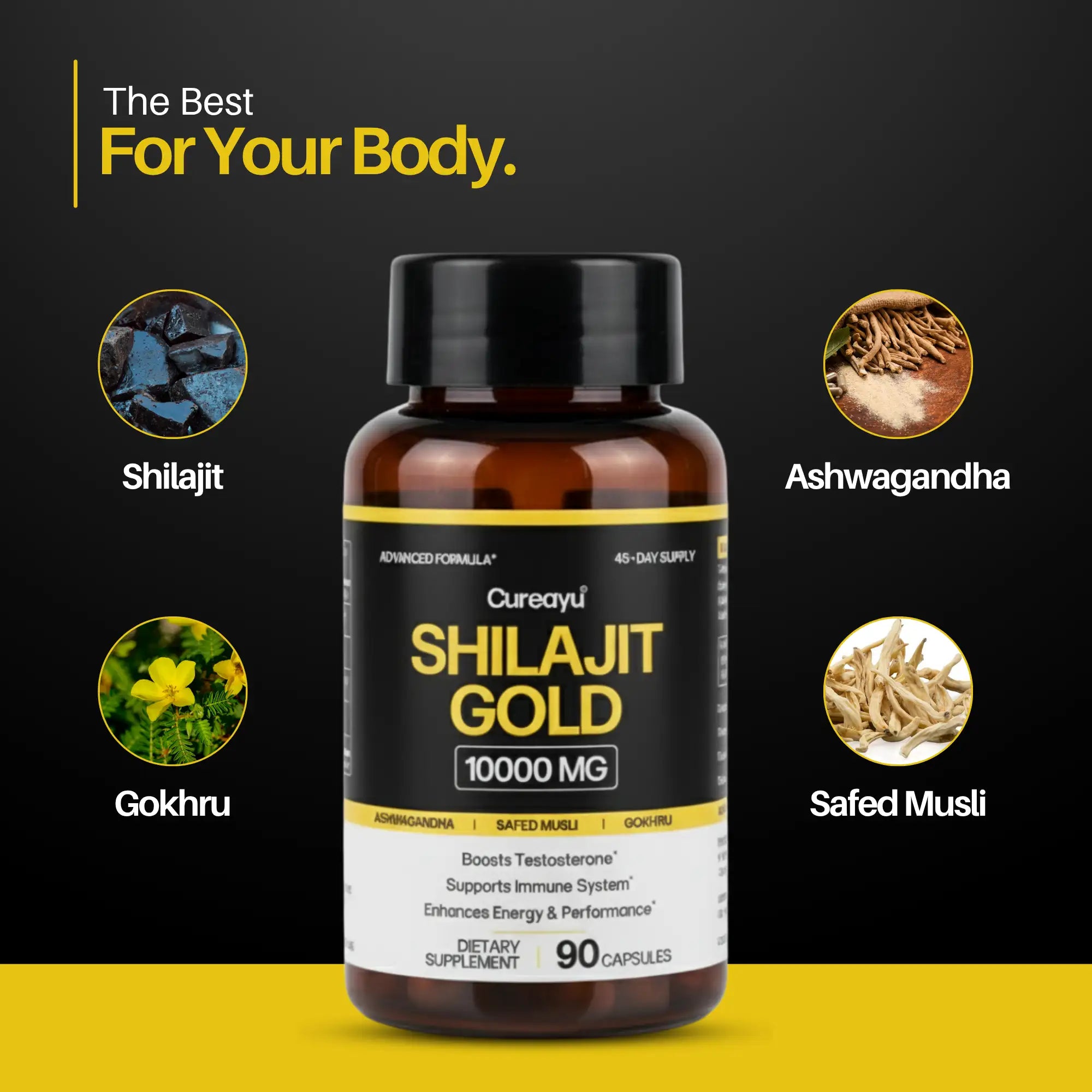 Himalayan Shilajit Gold Capsules | Boost Testosterone, Energy, Performance, & Stamina | 2 Capsules Daily