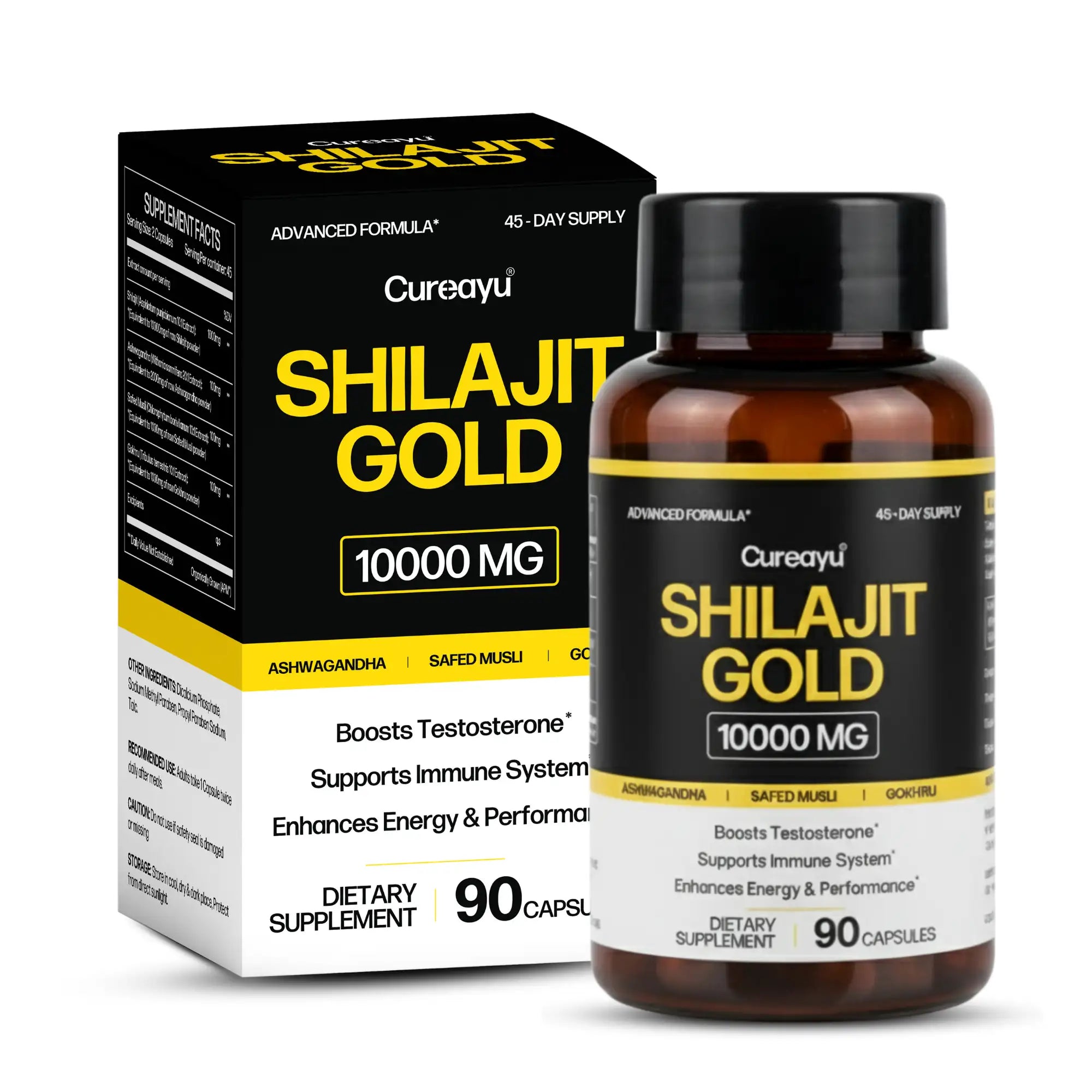 Himalayan Shilajit Gold Capsules | Boost Testosterone, Energy, Performance, & Stamina | 2 Capsules Daily