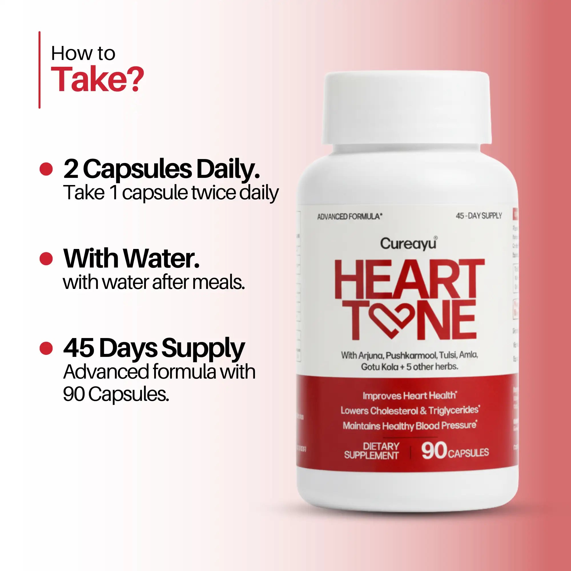 Heart Tone Capsules | Heart Health Supplement | Supports Healthy Cholesterol, Triglycerides Levels | 2 Capsules Daily