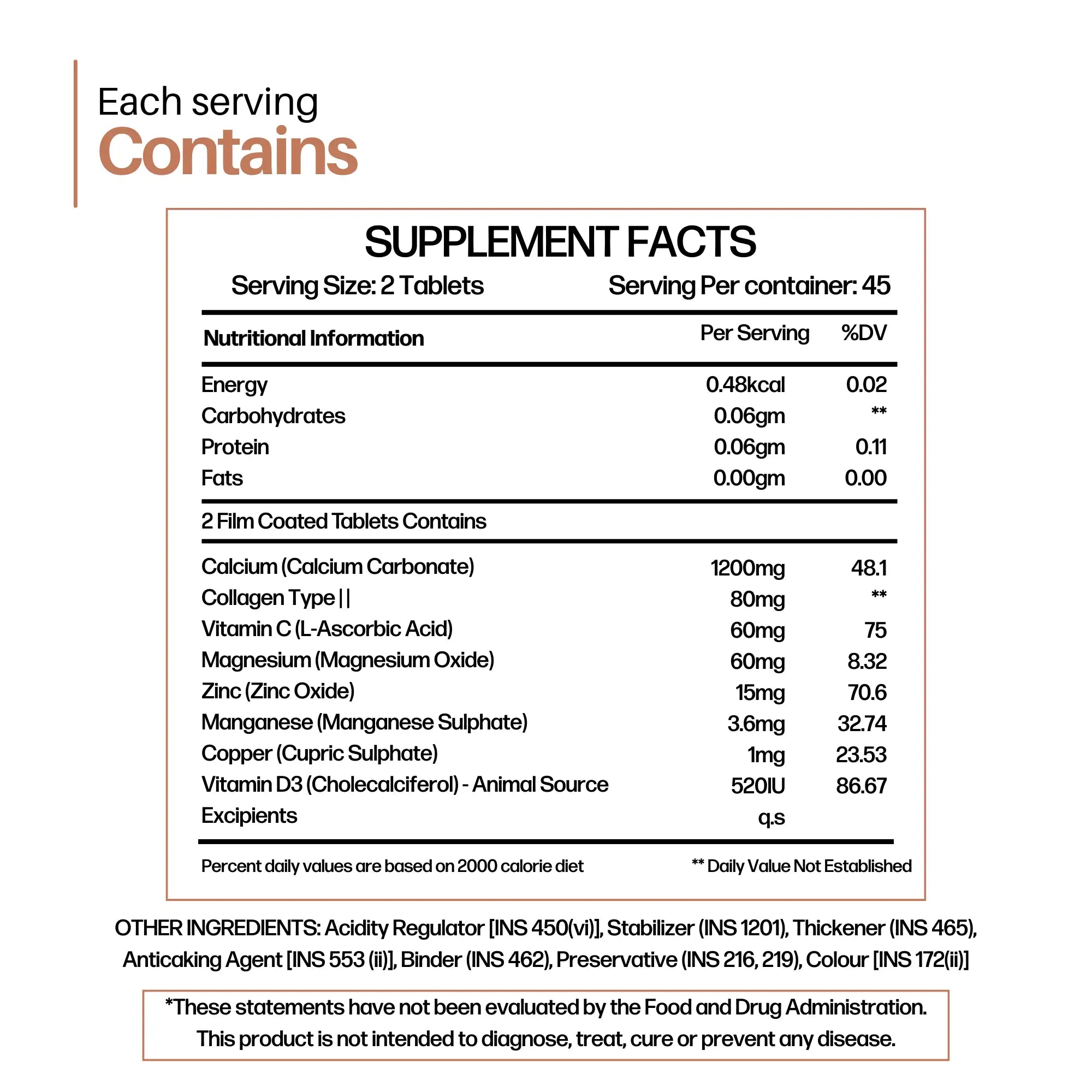 Joint Support Tablets | Bone & Joint Health Supplement | Supports Joint Strength, Mobility & Flexibility | 2 Tablets daily