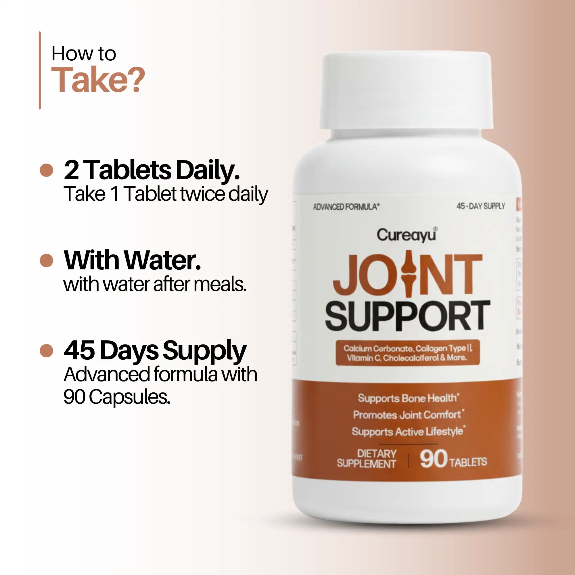 Joint Support Tablets | Bone & Joint Health Supplement | Supports Joint Strength, Mobility & Flexibility | 2 Tablets daily